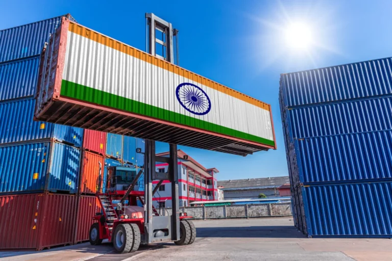 Products,Container,,Shipping,Cargo,Goods,With,India,Flag,For,Import