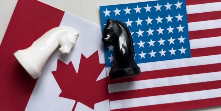 Usa,Flag,And,Canada,Flag,Print,Screen,On,Pawn,Chess